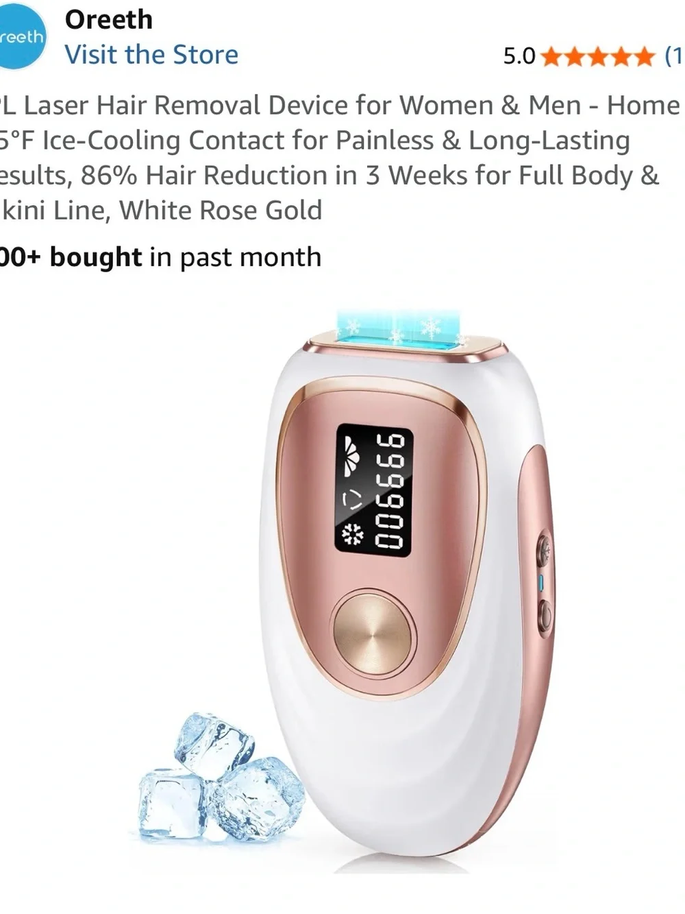 IPL Laser Hair Removal Device - White & Rose Gold
